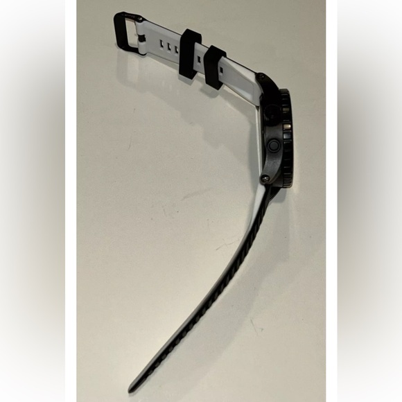 Watch Band 25mm Black w White Rubber Replacement For Nixon 51-30 Strap Garmin - Picture 5 of 12